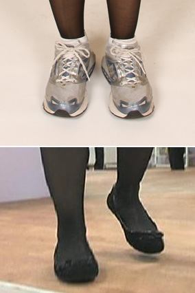 Julie's shoes, before and after